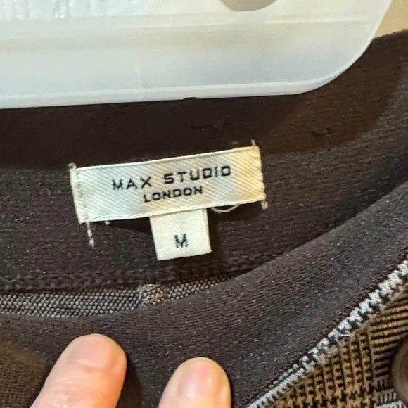 Max Studio Brown and Black Plaid Wide Leg Trousers - Picture 2 of 6